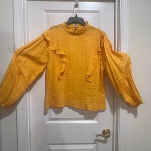 Boohoo Mustard Ruffled Blouse